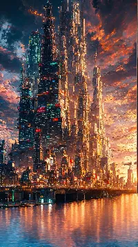 Ai created futuristic building full HD Android wallpaper