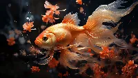 Ai created golden fish 4k desktop blur background wallpaper