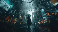 Ai created mysterious girl in city 4k wallpaper dark
