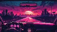 Ai created sunset anime 4k wallpaper long drive pink