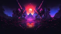 Ai created synthwave 4k wallpaper colorful background