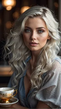 Beautiful girl with her flowing white hair and silky skin 