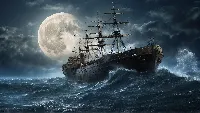 Big mysterious ship 4k dark wallpaper big moon background