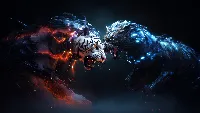 Black vs white tiger fight art ai created wallpaper 8k