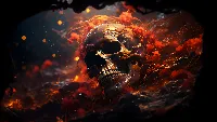 Burning skull digital art 4k wallpaper Ai created image