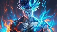 Danger goku anime look with neon effect wallpaper for pc