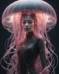 Dark danger look jellyfish girl ai generated wallpaper