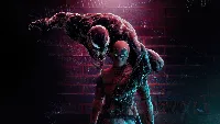 Deadpool vs venom 4k desktop wallpaper brick wall background