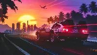 Delorean car sunset view building background 4k wallpaper