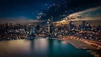 Dubai city evening sunset 4k desktop wallpaper sea side view