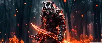 Fantasy Warrior tiger 4k cool wallpaper blur fire background