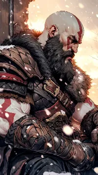 God of war game character Kratos  art android wallpaper