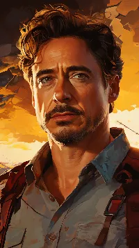 Hyper realistic Robert Downey junior charming art wallpaper