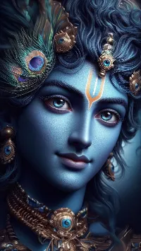 Lord Krishna ji Portrait close up wallpaper for android