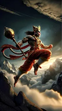 Lord Shri Hanuman Ji flying view full HD android wallpaper