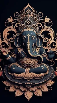 Lord ganesha sketch golden out line android hd wallpaper