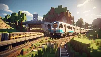 Minecraft gaming Ai created 4k wallpaper train background