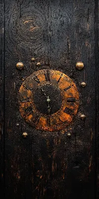 Mysterious clock in wooden frame full HD Android wallpaper