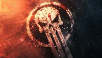 Punisher logo 4k desktop wallpaper red and black gradient