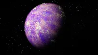 Purple planet with galaxy background 4k desktop wallpaper