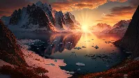 Sunset Arctic 8k anime wallpaper desktop background mountain