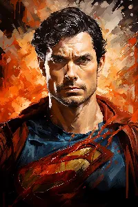 Superman anime art painting front face attitude wallpaper