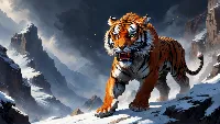 Tiger anime digital art 4k wallpaper winter background