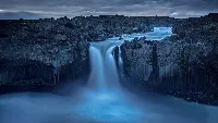 Waterfall nature scenery big mountain 4k wallpaper anime