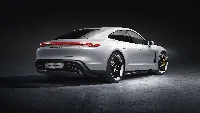 White Porsche Taycan Turbo 2020 wallpaper back view