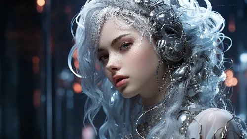 Ai created Beautiful white hair girl 4k desktop wallpaper