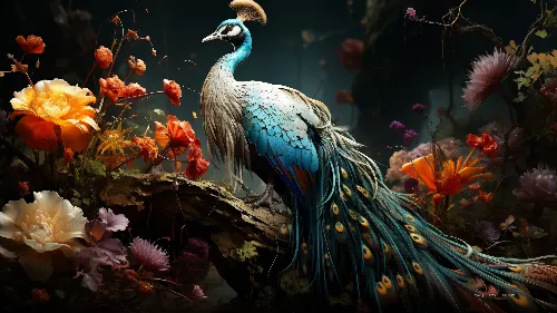 Ai created peacock bird animated 4k desktop wallpaper 