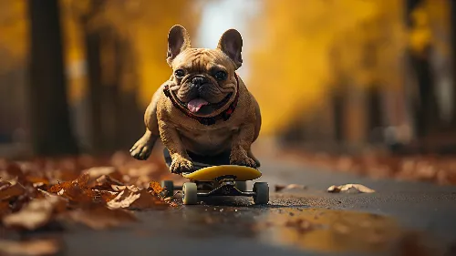 Ai created pitbull dog 4k wallpaper, skateboard running