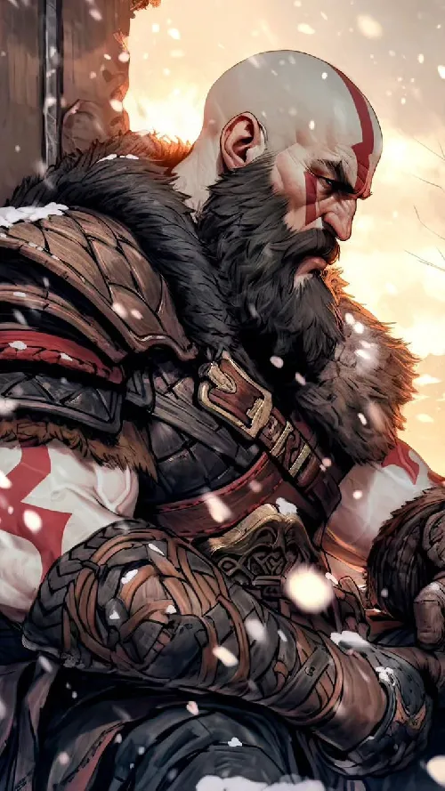 God of war game character Kratos  art android wallpaper