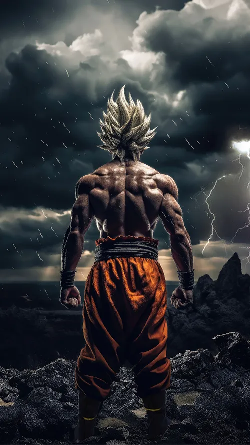 Goku ai created hd android wallpaper dark sky background