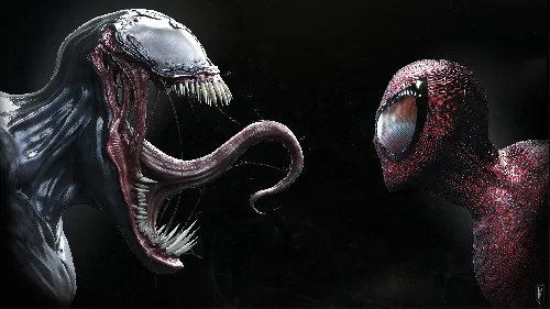 Spider man vs Venom danger look 4k desktop wallpaper dark