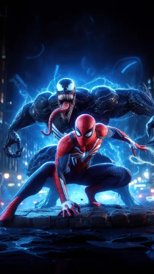 Spider man vs venom fighting full HD Android wallpaper