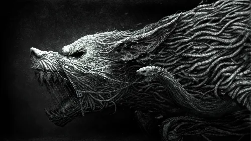 Wolf hellhound art dark dangerous 4k desktop wallpaper