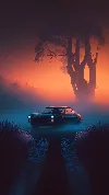 Ai created anime car android wallpaper forest background